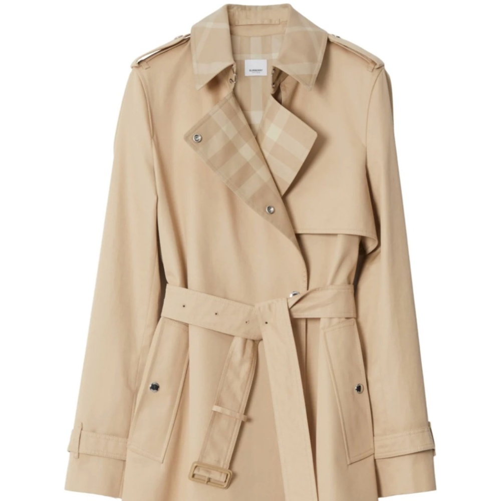 Burberry Check Panel Trench Coat (Soft Fawn Beige) Size 10 UK (S/M US) NWT